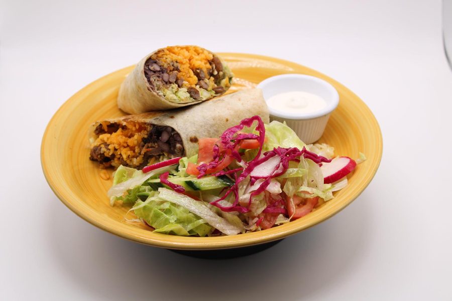 Burrito with salad